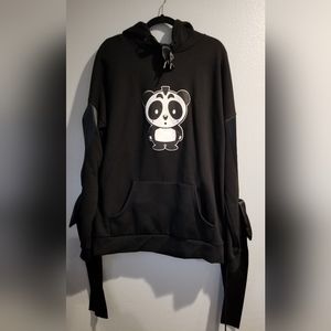 Nicopanda Women's Black Logo Panda Hoodie Streetwear Rare XL
